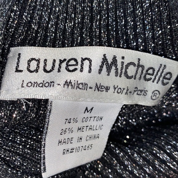 Lauren Michelle Black grey sparkly sequin top size medium - Picture 3 of 6